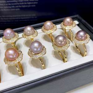 خواتم لؤلؤ طبيعي من المياه العذبة بحجم 10-11 مم وخواتم ذهبية أنيقة بالجملة - Product Image 2