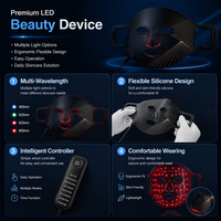 Masque facial LED professionnel 7 couleurs, 100 pièces, dispositif de luminothérapie en silicone flexible pour la maison et les spas de beauté