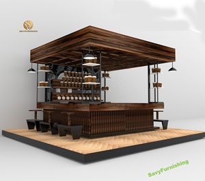 Solución de Diseño de Quiosco de Café 3D, Stand de Café de Madera para Centro Comercial, Mostrador de Café Moderno de Madera - Product Image 2