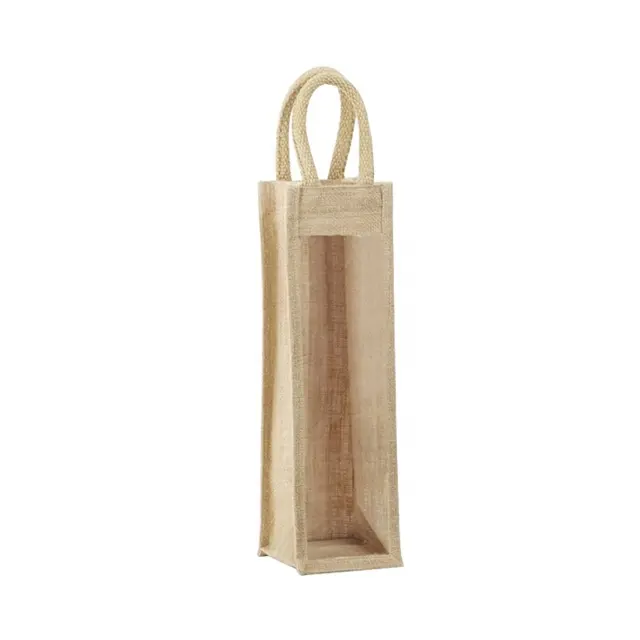 Toptan özel Logo yeniden kullanılabilir çevre dostu PVC pencere şişe taşıyıcı çanta şarap çantası hediye paketleme için