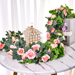 Couronnes Décoratives en Fleurs Artificielles et Rotin, <span class=keywords><strong>Guirlande</strong></span> de Vignes de Plantes et Roses Artificielles pour Mariage, Maison, Printemps, Automne et Noël - Product Image 4