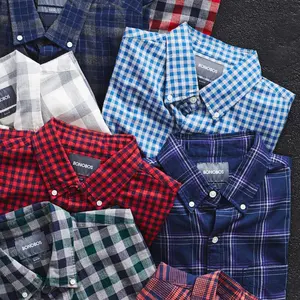 Custom Logo 100% Cotton Long Sleeve Plaid Flannel Shirt Men Oversized Men's Fashion Shirts 2023