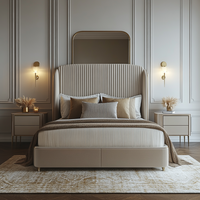 Style moderne hôtel tissu king size tatami lit villa chambre de luxe rembourré lit double meubles personnalisable