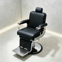 Fauteuil de Barbier Haut de Gamme en Métal, Style Américain, Pliable, Rotatif, Accoudoirs Personnalisables pour Permanente, Coloration et Coiffure