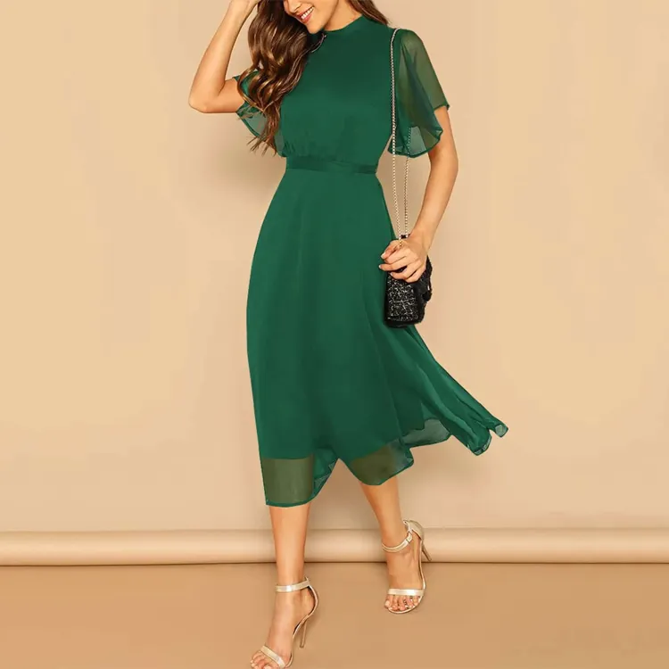 Office Summer Clothing Womens Dresses Fashion Long Style Girls' Dresses Simple Element Casual Dresses