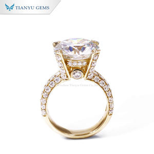 Tianyu-anillo de compromiso de oro amarillo, gemas de estilo Retro, tamaño grande, 8 quilates, Diamante de moissanita incoloro 14K, Au585 - Product Image 1