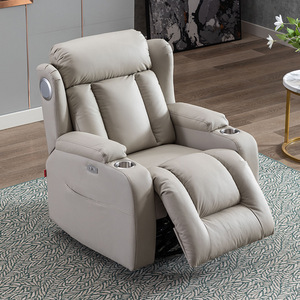 Fauteuil inclinable de luxe pour une personne - Cuir véritable, électrique, avec haut-parleurs intégrés et porte-gobelet, fauteuil inclinable moderne de qualité supérieure 579 - Product Image 1