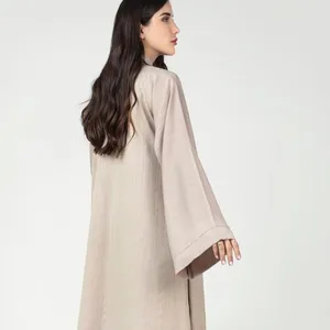 뜨거운 판매 피부 톤 새로운 린넨 단색 간단한 긴 아바야 이슬람 여성 스커트
