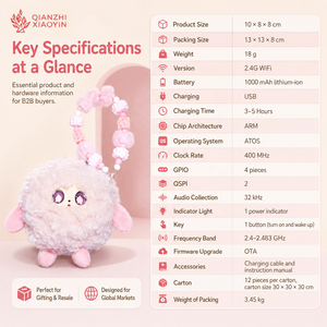 Llavero de Peluche de Oveja Rizada Rosa con IA, Compañero con Clonación de Voz en Más de 80 Idiomas (ChatGPT), Memoria de Largo Plazo y Múltiples Roles, Cadena de Cuentas Esponjosa - Product Image 6