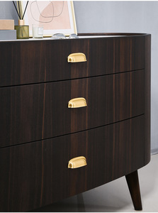 Meuble armoire boucle intérieure coque dissimulée tasse tire en laiton massif garde-robe poignée rétro matériel noir poitrine armoire poignée - Product Image 3