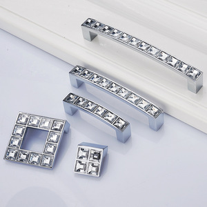 European Style Square Crystal Cabinet <b>Handle</b> Zinc Alloy Modern Wardrobe Drawer <b>Pull</b> Knob For Cabinet <b>Doors</b> - Product Image 1