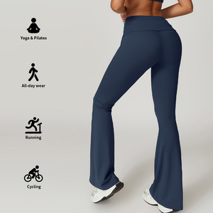 <span class=keywords><strong>Leggings</strong></span> de Yoga de Cintura Alta para Mujer, Ecológicos, Sólidos, con Control de Abdomen, Pantalones de Gimnasio con Corte Acampanado, Gran Venta - Product Image 4