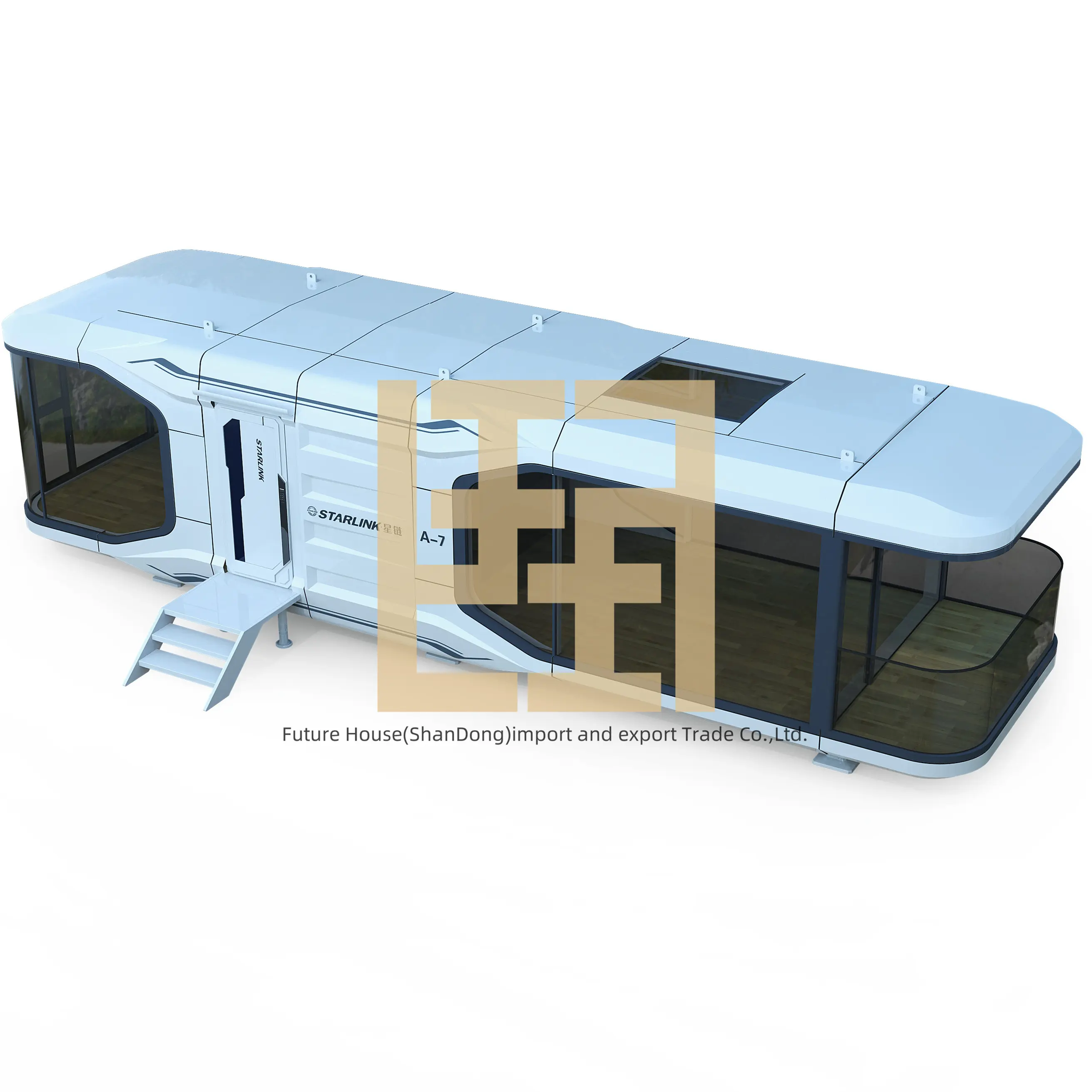 Contenitore prefabbricato di lusso personalizzato casa Mobile moderna doppia capsula casa campeggio modulare