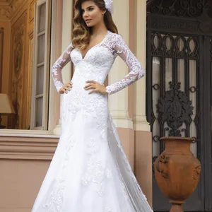 Nàng tiên cá phi Đuôi Dài váy cưới sang trọng đính cườm thêu phụ nữ trắng ren Bridal Wedding gowns 2023 Robe de soiree