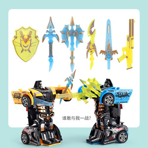 Voiture de police robot transformable, jouet à inertie pour enfants de 4 à 6 ans, 12,5 cm, design de course en plastique - Product Image 2