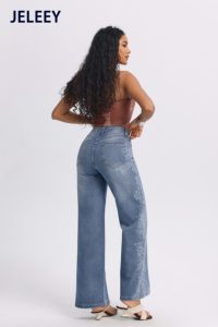 Pantalones de algodón cómodos, estilo de pierna ancha, modernos y cómodos, con diseño teñido y estampado, ideales para ir al trabajo. - Product Image 5