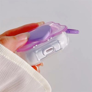 Étui pour <span class=keywords><strong>Airpods</strong></span> 1/2 2022, luxueux, mignon, motif ondulé 3D, TPU, étanche, transparent, avec bracelet porte-clés - Product Image 2