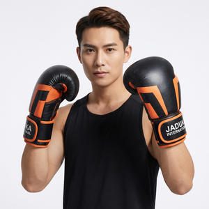 Gants de boxe Premium Noir Orange Haute Qualité 16oz 100% Cuir de Vachette Fermeture au poignet Doigts entiers Légers - Product Image 6