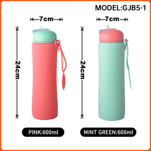 OUYADA 맞춤 로고 친환경 휴대용 접이식 어린이 헬스 스포츠 스퀴즈 여행용 접이식 실리콘 물병 - Product Image 2