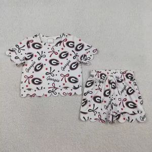 Conjuntos de Verano para Niñas RTS, Conjunto de Pantalones Cortos con Volantes para Día de Juego Universitario, Ropa Infantil con Temática Universitaria - Product Image 5