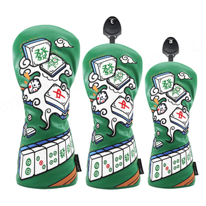Cubiertas de cabeza de Golf personalizadas bordado impermeable de cuero Pu cubiertas de palo de madera cubiertas Golf Headcovers Mahjong - Product Image 6
