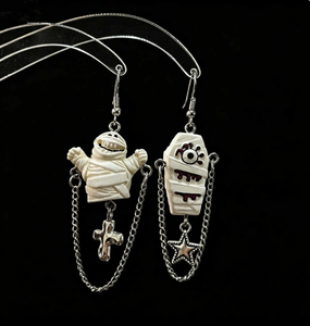 Nuovi Orecchini Asimmetrici Stile Punk Oscuro Personalizzati a Forma di <span class=keywords><strong>Mummia</strong></span> per Halloween, Orecchini Y2k per Ragazze Audaci - Product Image 2