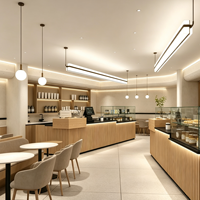 Comptoir de caisse vintage pour boulangerie, comptoir de réception personnalisé avec vitrine, comptoir d'angle pour café
