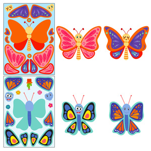 Paquete de 6 Hojas de Pegatinas Adhesivas de Mariposas de Dibujos Animados, Pegatinas de Rompecabezas Coloridas para Niños, Juego de Pegatinas de Papel Duraderas - Product Image 4