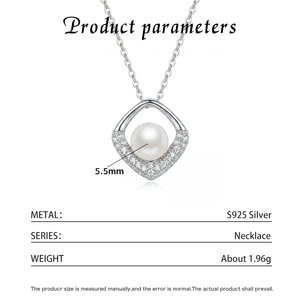 Freshwater Pearl Pendant <b>Necklace</b> S925 Silver Sparkling Cubic Zirconia Elegant Dainty Fine Jewelry Gift for Women - Product Image 6