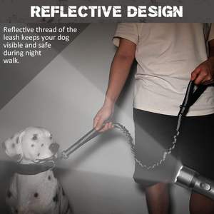 Tali anjing taktis besar, tali traksi mewah <span class=keywords><strong>Bungee</strong></span> dua pegangan tahan ledakan reflektif elastis nilon poliester untuk luar ruangan - Product Image 5