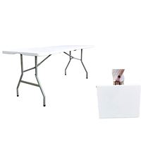 Table de pique-nique pliante en plastique pour intérieur et extérieur, 6 pieds x 30 pouces, table de fête, table de camping, table pliante en deux, table utilitaire robuste