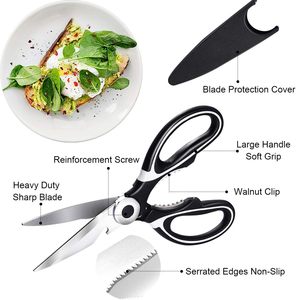 Ciseaux de cuisine robustes tout usage en acier inoxydable pour viande, poulet, herbes et aliments, avec étui - Product Image 2