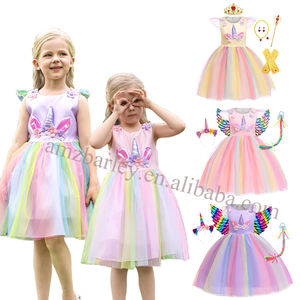 Venta al por mayor disfraces de unicornio Halloween carnaval Navidad Cosplay niña princesa vestido boda fiesta <span class=keywords><strong>cumpleaños</strong></span> Arco Iris tutú vestidos - Product Image 1