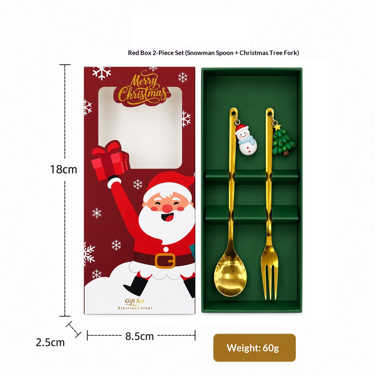 Golden Red Box Snowman Spoon-Tree Fork