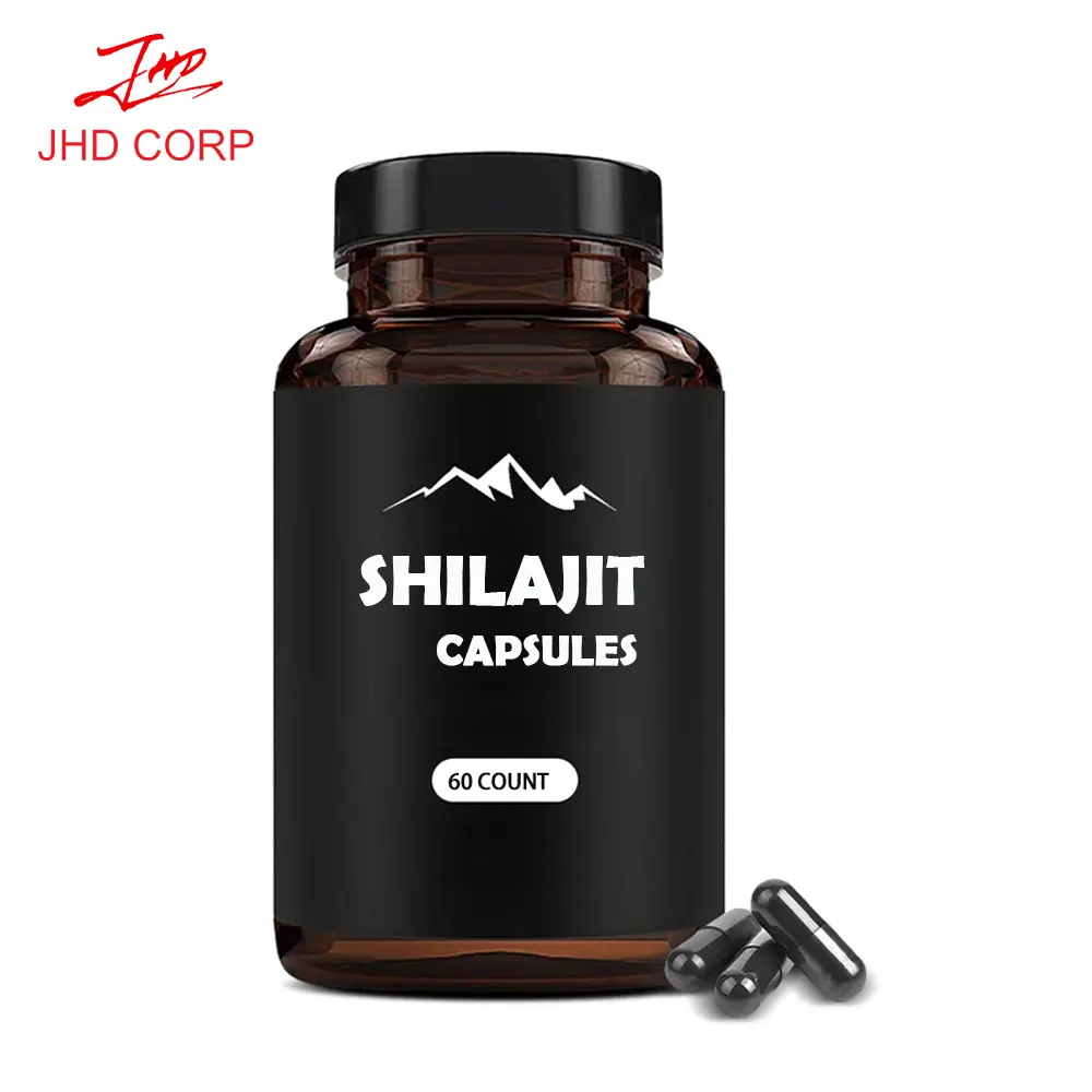 Jhd Oem Groothandel Bulk Fulvinezuur 85 Mineraal Natuurlijk Himalayan Shilajit Extract Capsule Voor Energieondersteuning Hersengeheugen