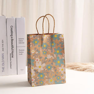Bolsa de Papel con Asas Retorcidas, Impresión Personalizada, Bolsa de Papel Kraft, Bolsa de Papel Artístico, Bolsa de Papel Vintage con Diseño Floral Botánico para Regalos y Compras - Product Image 2