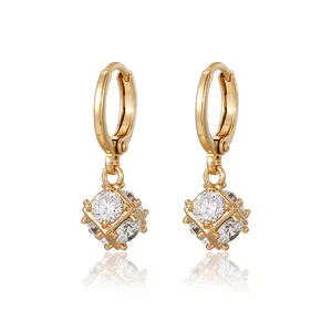 90072 Xuping 18K Gouden Oorbellen, Grote Diamant Kristal Hoepel Oorbel, 18K Vergulde Fashion Oorbellen Voor Vrouwen