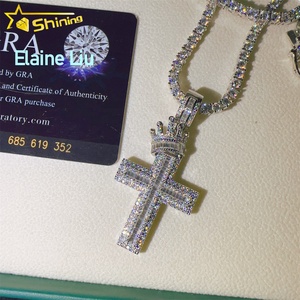 Pendente Hip Hop di Lusso in Moissanite a Croce, Gioielleria di Alta Moda, <span class=keywords><strong>Argento</strong></span> Sterling 925 con Diamante Moissanite Colore D VVS - Product Image 2