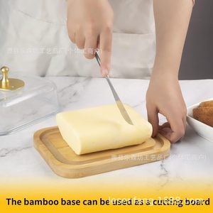 จานเนยไม้ไผ่พร้อมฝาครอบอะคริลิกสำหรับเสิร์ฟชีสและขนมปัง - Product Image 2