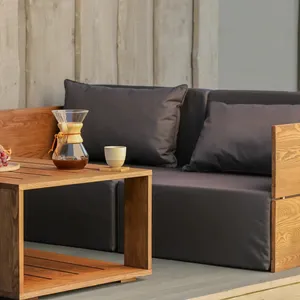 2023 Hot venda de teca mobiliário exterior conjunto de sofá com almofada