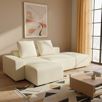 Canapé modulaire en tissu éponge intégral, durable et moderne, avec modules de compression combinables en forme de L, pour salon
