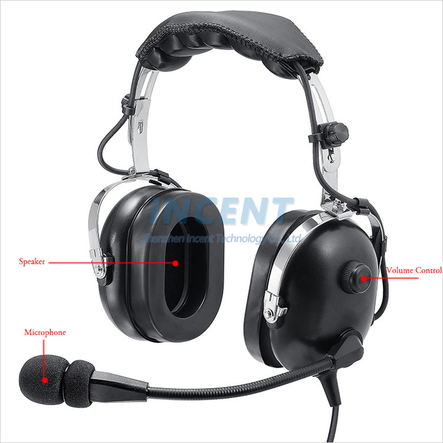 Aviation Headset Passive Noise Reduction Ground Support Headset for Icom IC-A25C IC-A25N Transceiver Earpiece