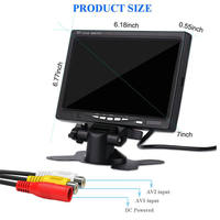 Monitor de Respaldo LCD TFT de 7 Pulgadas con Entrada de Video RCA de 2 Canales, Pantalla de Visión Trasera HD para Camioneta, Camión, Vehículo Comercial