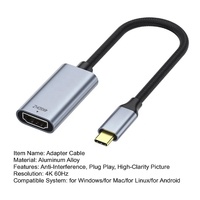 Adaptador Convertidor de USB 3.1 Tipo C Macho a HDMI Hembra para Macbook Pro 4K 60Hz, con Cubierta de PVC, Coaxial, de Teléfono a TV