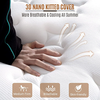 Matelas roulé 12 pouces en mousse à mémoire de forme gel et ressorts ensachés, avec mousse polyuréthane, pour chambre à coucher, pour un sommeil réparateur