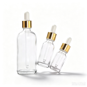 ขวดหยดแก้วใสขนาด 10-50 มล. ฝาโลหะสีทองขายส่งขวดเปล่าสำหรับเครื่องสำอางน้ำมันหอมระเหย - Product Image 3