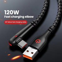 120W USB auf Typ-C Kabel 90 Grad Winkel Handy Schnellladekabel Geflochtenes Kabel für Laptops Gaming-Geräte