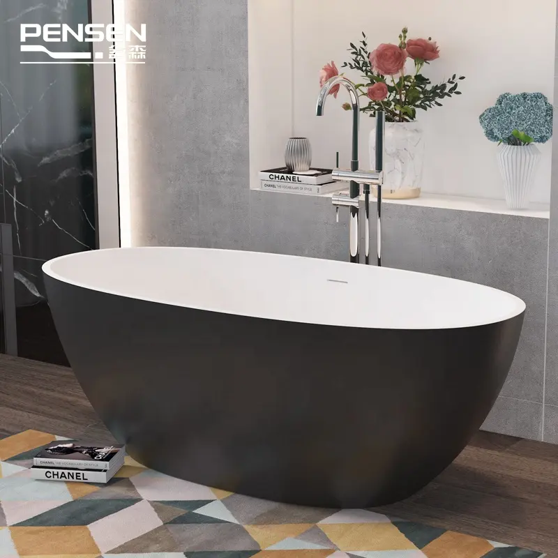 Personalizza la vasca da bagno Freestanding in superficie solida acrilica per interni di Design europeo di forma ovale