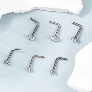 G23 Anneaux de nez en titane massif Anneaux de nez en forme de L en forme de rond étincelant CZ <span class=keywords><strong>Piercing</strong></span> de <span class=keywords><strong>narine</strong></span> Bijoux pour femmes et hommes - Product Image 6