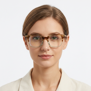 Transparent Full Rim Rectangle <b>Eyeglasses</b> Anti Blue Light Lightweight Resin Lens Women Adult Daily Wear - Product Image 1